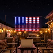 preiswerte 250. Jubiläumslichter-Lichterkette mit amerikanischer Flagge zum 250. Jahrestag der USA, 1,8 m lang, 128 LEDs in Rot, Weiß und Blau, USB-Anschluss, patriotische Fensterbeleuchtung für den 4. Juli, Unabhängigkeitstag,