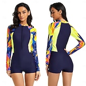 economico Rash Guards Interi-Per donna Costume da Bagno Rash Guard Cerniera Frontale Boyleg Protezione Solare UV UPF50+ Asciugatura Rapida Manica Lunga Body costume da bagno Surf Spiaggia Sport Acquatici Estate