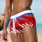  Per uomo Bandiera degli Stati Uniti Costumi da bagno Pantaloncini da mare Pantaloncini da Surf Misura del girovita medio Patriotico All'aperto Ferie Coulisse con fodera in rete Elastico in vita