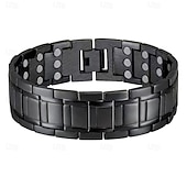 billiga Hemutrustning-herrmagnetiskt armband - tre rader stark magnet - justerbart magnetiskt pärlarmband, elegant smycke i legering som present till pappa, mamma, jul, födelsedag, flera färger, herrmagnetiskt armband
