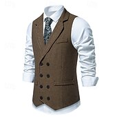 preiswerte Herren Kostüme der 1920er Jahre-Goldene Zwanziger 1920er Retro Vintage Weste Der große Gatsby Doppelreihiger Verschluss Fischgrät-Tweed Gekerbtes Revers Kostüm Herren Wiederbelebung Hochzeitsfeier Alltagstauglich Erwachsene Weste