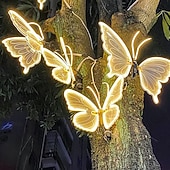 abordables Éclairage paysager-1 lampe solaire papillon de jardin avec ailes mobiles, grande lampe papillon animée à piquer, décoration extérieure étanche à énergie solaire pour pelouse, terrasse, jardin ou allée.