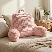 ieftine Noutăți-Pernă ergonomică de citit cu cotieră, pernă mare cu suport lombar din fleece pentru spătarul patului, pentru canapea extensibilă, citit la birou &amp;vizionarea televizorului