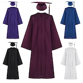 billiga Karriär- och yrkeskostymer-Examensklänningsset Akademisk mantel Murbruksplatta Studerande Cosplay Vuxna Herr Halloween Karnival Akademisk ceremoni Enkla Halloween kostymer Klä ut