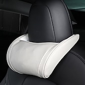 billiga Huvud- och höftstöd till bilen-starfire 1 pack äkta läder hängande bilstol kudde nackstöd nackstöd för tesla 3 s x y modeller svart rött kaffe färger valfritt