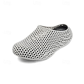 cheap Men's Clogs &amp; Mules-Men's Grey Quick-Dry Clog Shoes, Breathable Hollow-Out Slip-On Water Shoes, Lightweight Non-Slip Shoes for Beach, Garden, Outdoor
