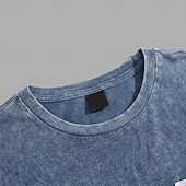 voordelige basis t-shirts-Voor heren T-shirt Overhemd van 100% katoen met zure wassing Korte mouw Strakke ronde hals Zomer Lente Herfst Effen Retro vintage Casual Zak Vintagestijl Verdrietig Casual blauw Grijs Bordeaux Top