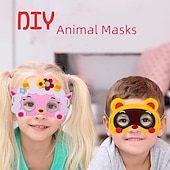 preiswerte Geschenke-16er-Pack DIY-Tiermasken-Set aus Filz für Kinder, selbstklebendes Bastelset, handgefertigtes Zoo-Safari-Masken-Set für Geburtstagsfeiern, Halloween-Aktivitäten im Klassenzimmer, Jungen und Mädchen