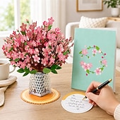 baratos Party Supplies-3D Cherry Blossom Pop Up Card, Large Sakura Flower Bouquet Greeting Card for Her, Women, Mom - Unique Gifts for Mother's Day, Birthday, Anniversary, Get Well, Thank You, Thinking of You