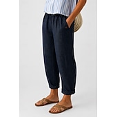  Damen Jeans Freizeithose Abgeschnittene Hose Urlaub Basic Knöchellang Hohe Taille Einfach Tasche Komfort Weich Atmungsaktiv Unelastisch Lässig Täglich Urlaub Blau Schwarz Marineblau Sommer Frühling
