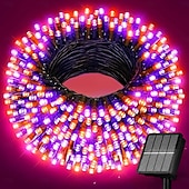 levne Halloween dekorace-halloween oranžová &amp;Fialové solární řetězové světlo, 33 stop 100 LED IP44 vodotěsné venkovní halloweenské dekorace s dálkovým ovládáním &amp;USB nabíjení, 8 režimů víla světýlka pro zahradu, strom,