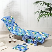 baratos conjuntos de toalhas de praia-Capa de toalha para cadeira de praia estampada, capa de toalha macia e absorvente para espreguiçadeira de piscina com bolsa de armazenamento para praia, piscina, pátio, férias e viagens.