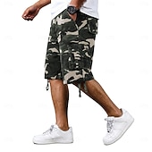 cheap Holiday-Men's Comfort Waist Tactical Cargo Cargo Shorts Shorts Casual Shorts Pocket Elastic Waist Plain Camouflage Breathable Knee Length Casual Outdoor Streetwear Fashion Streetwear Blue Khaki Inelastic