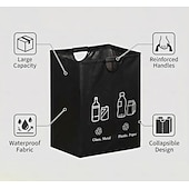 cheap Laundry Bags &amp; Hampers-60L Large-Capacity Thickened Sorting Trash Can with Sponge EVA Handle, Foldable Storage Bag, Holds 60 Bottles, Durable Polyester Material, Suitable for Kitchen, Home, and Office Waste Organizers