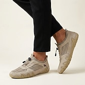 economico Scarpe Casual con Lacci-Scarpe da trekking da uomo beige in mesh, scarpe da trail running con lacci, scarpe da passeggio leggere e antiscivolo per viaggi, campeggio e uso quotidiano.