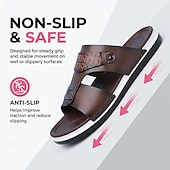ieftine Șlapi Bărbați &amp; Flip-Flops-Sandale bărbătești maro cu toc plat – sandale de vară cu vârful deschis, respirabile, încălțăminte confortabilă de resort pentru croaziere, călătorii, la piscină și timpul liber de zi cu zi