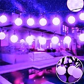 economico Striscie luci ad energia solare-Ghirlanda luminosa solare con globo, 5 m 20 LED, 7 m 50 LED, 12 m 100 LED, luci fatate impermeabili per esterni, ideali per giardino, patio, matrimoni, campeggio, feste, Natale e Halloween.