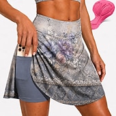 cheap Women's Pants, Shorts &amp; Skirts-Women's Patchwork Cycling Skort Skirt Bike Skirt Slim Fit Sports Sunscreen UV Resistant 3D Pad Fast Dry Dark Gray Clothing Apparel Bike Wear