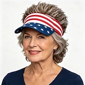 Perruque-chapeau drapeau américain, casquette patriotique à visière commémorative du 250e anniversaire des États-Unis avec cheveux hérissés, chapeau rouge, blanc et bleu pour la fête nationale