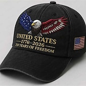  Cappello per il 250° anniversario degli Stati Uniti (1776-2026), berretto da baseball con aquila calva e bandiera americana ricamata, berretto vintage patriottico effetto invecchiato per uomo e donna