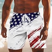 economico Shorts Patriottici 250-2026 250° Costume da Bagno Uomo Bandiera Americana US Flag 1776 Pantaloni da Nuoto Corti Maniche Corte Patriotici Quotidiani All'aperto Festival Tasche Laterali Fodera in Rete Vita Elastico con Corda
