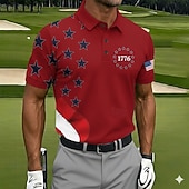 economico Polo Patriottico 250-4 luglio 2026 250° Per uomo Bandiera Americana Golf Polo Sportivi Manica Corta Magliette polo Camicie con Colletto Casual Athleisure Abito da festa Bottoni Estate Primavera Blu Bianco Rosso