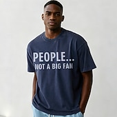  Men's People Not A Big Fan Funny 100 Cotton Acid Wash Heavyweight T-shirt Short Sleeve T shirt DTG Crew Neck Shirt Fashion Daily Holiday Spring Summer Clothing Apparel
