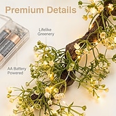 baratos Luzes interiores a pilhas e USB-Guirlanda de luzes de fada com flores sintéticas em formato de estrela, 1,8 m, 20 LEDs, ideal para decoração de casamentos, festas, Dia dos Namorados, Natal, ambientes internos e externos, varandas,