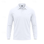 economico Camicia da uomo-Per uomo Tinta unita Maglietta sportiva Polo da golf Maglia da tennis Maglietta da tennis Manica Lunga Tasca Bottoni Leggero Elastico Traspirante Tennis Golf Corsa Colletto a Camicia Top Bianco Cachi