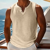 preiswerte Fitness Tank-Tops-Herren Ärmelloses Shirt Unterhemd Ärmellos V Ausschnitt Sommer Einfach Mode Basic Lässig Schlank Weich Rein Lässig Strand Urlaub Schwarz Purpur Grün Top T-Shirt für Herren