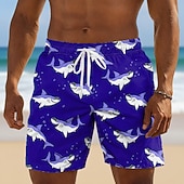  Per uomo Squalo Costumi da bagno Costumi da bagno Pantaloncini da bagno Pantaloncini da Surf Misura del girovita medio Divertente Quotidiano Vacanza al Mare Tasche Laterali fodera in rete Coulisse