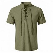  Medievale Rinascimento Camicia Maniche corte Pirata Vichingo Costume Per uomo Vichingo Costumi da pirata Halloween Carnevale Performance LARP Fiera Rinascimentale Adulti Camicia Estate