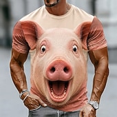  Per uomo Animale Cinghiale Maglietta Manica Corta maglietta Stampa 3D Girocollo Camicia Divertente Casuale Quotidiano Streetwear Rosa Estate Primavera Abbigliamento S M L XL 2XL 3XL