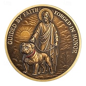  Moneta commemorativa USMC, moneta militare da collezione placcata in oro su entrambi i lati con l'immagine di Gesù e un bulldog, "Guidati dalla fede, forgiati in onore" aquila globo ancora patri