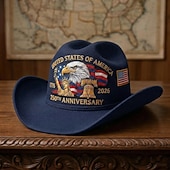 abordables 250 Aniversario de los EE. UU.-Sombrero vaquero con águila y bandera estadounidense del 250 aniversario, sombrero western patriótico bordado para hombres y mujeres, regalo de celebración del 250 aniversario, sombrero vaquero del