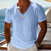 economico magliette di base-Per uomo Maglietta Camicia a Maniche Corte Manica Corta Scollo a V Estate Primavera Semplice Striscia di Fossa Streetwear Elegante Casual Puro Casuale Quotidiano All'aperto Blu Nero Bianco Maglietta