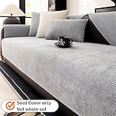 cheap Sofa Cover-Solid Woven Chenille Sofa Cushion Pad, Anti-Slip Jacquard Couch Mat for All Seasons, Washable Sectional Furniture Protector