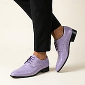 cheap Derby Shoes-Men's Crocodile Pattern Derby Dress Shoes – Elegant Lace-Up Statement Shoes for Weddings, Parties, Banquets &amp; Fashion-Forward Gentlemen
