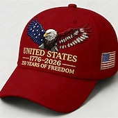  Cappello per il 250° anniversario degli Stati Uniti (1776-2026), berretto da baseball con aquila calva e bandiera americana ricamata, berretto vintage patriottico effetto invecchiato per uomo e donna