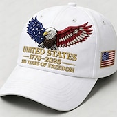  Cappello per il 250° anniversario degli Stati Uniti (1776-2026), berretto da baseball con aquila calva e bandiera americana ricamata, berretto vintage patriottico effetto invecchiato per uomo e donna