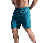 abordables Casual Shorts-Men's Athletic Shorts Shorts Summer Shorts Beach Shorts Casual Shorts Pocket Elastic Waist Plain Quick Dry Breathable Short Casual Outdoor Beach Vacation Fashion Lake blue Black Micro-elastic