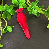 preiswerte Skulpturen-3-5 künstliche rote Spatzen als Hängeornamente, naturgetreue Vogeldekorationen aus Kunstfedern, geeignet für drinnen und draußen, z. B. für Zuhause, Garten, Weihnachtsbaum, Weihnachtsfeiern und
