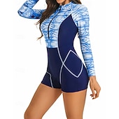 Χαμηλού Κόστους Rash Guards One Pieces-Γυναικεία Προστατευτικά Μαγιό Ολόσωμα κομμάτια Εκτυπωμένο Κουμπώσου Πολύ Ελαφρύ (UL) Προστασία UV Ελαστικό Μακρυμάνικο Μαγιό Σέρφινγκ Ψαροντούφεκο Άνοιξη