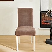cheap Dining Chair Cover-Polar Fleece Fabric Dining Chair Cover, Stretch Elastic Chair Slipcover for Home Hotel, Washable Removable Soft Seat Protector