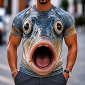 ieftine Tricouri cu imprimeu animal-Bărbați Animal Pești Tricou Manșon scurt Tricou Tipărire 3D Stil Nautic Cămașă Amuzant Casual Zilnic Stradă Albastru piscină Vară Primăvară Îmbrăcăminte S M L XL 2XL 3XL