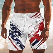 economico Shorts Patriottici 250-2026 250° Costume da Bagno Uomo Bandiera Americana US Flag 1776 Pantaloni da Nuoto Corti Maniche Corte Patriotici Quotidiani All'aperto Festival Tasche Laterali Fodera in Rete Vita Elastico con Corda