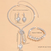 cheap Jewelry Sets-Jewelry Set Three-piece Suit Chrome 1 Necklace 1 Bracelet Earrings Women's Fashion Luxury Jewelry Set For Party