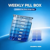  Pillenbox für 7 Tage, tragbare Pillendose mit 21 Fächern, Reiseetui für 3 Tagesdosen, Vitamin-Organizer aus Kunststoff mit Farbverlauf für Zuhause, Handtasche und Reisen