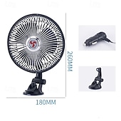 tanie Fani samochodów-Wentylator samochodowy 12 V/24 V z mocną przyssawką, obrotowy o 360° wentylator chłodzący deskę rozdzielczą i przednią szybę, przenośny, cichy automatyczny obieg powietrza do SUV-ów, ciężarówek,