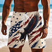  2026 250e Mannen Amerikaanse Vlag Zwemshorts Badkleding Zwemshorts Board Shorts Midden Taille Patriottisch Dagelijks Buitenfestival Zijzakken Mesh Voering Elastische Koord Taille Designer